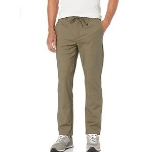 Goodthreads Men's Straight-Fit Dark Olive Stretch Drawstring Pant Size XS 34